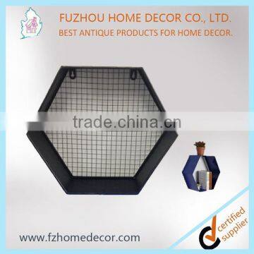 Metal wire mesh shelf in hexagon shape