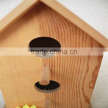 Houseshaped Bird Nest Wood Artificial Bird Nest for Double Round Wood Window photo-2