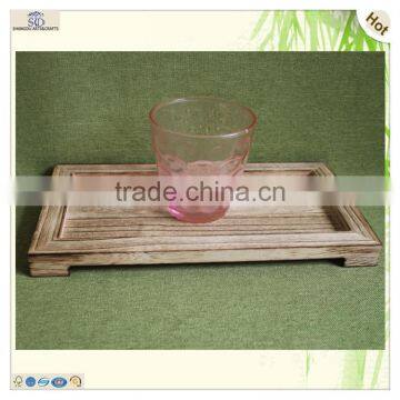 Unique Glass Decorative Wood Serving Feet Table Tray photo-3