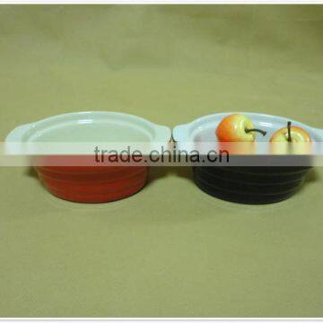Good Quality Round Colored Ceramic Bakeware With Two Handles photo-4