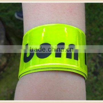 2 x high visibilty slap band reflective safety flo yellow hi viz adult children