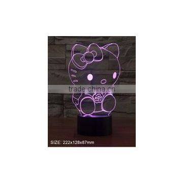 3D effect hello kitty shaped USB dimmable night light