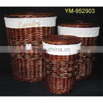 durable willow basket for laundry with handles