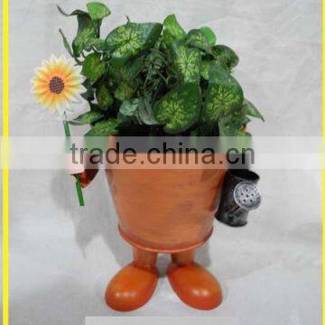 YS11953 Funny Metal Decorative Flower Pot With Foot Handmade Plant Pot photo-3