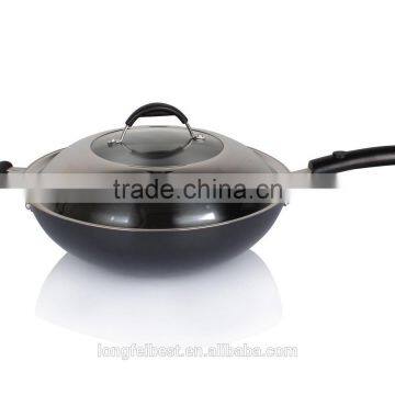 34cm Non-stick iron wok, multi-function iron pan with iron lid