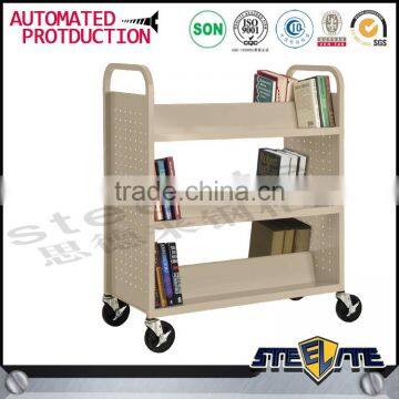 Metal Modern Library 3 Laryers Mobile Book Cart in Stock photo-3