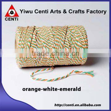 Hot sale orange white and emerald tri coloured original cotton bakers twine