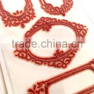 Red Colorway, Classic Glitter Lace Foam Sticker, Elegant Decorative Shinny Glitter Sticker photo-6