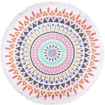 Customed High Quality Adult&Kids Velour Printed Round Beach Towel with Fringe