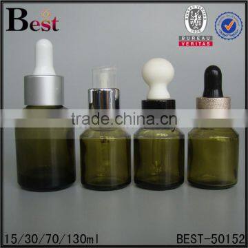 Hot Products Luxury Dark Green Glass Bottle Gold Aluminum Dropper Oblique Shoulder Essential Oil Glass Dropper Bottle Wholesale photo-6