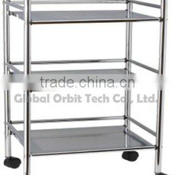Elegant Looking 3 Tiered Color Glass Food Serving Trolley photo-6