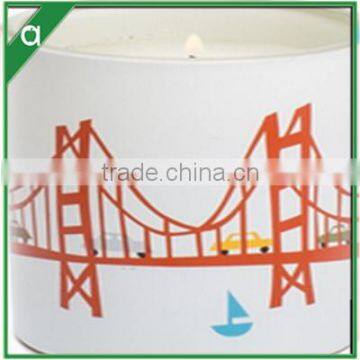 scented candle in glass with beautiful well-design painting on it