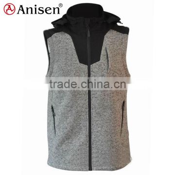 wholesale polyester pongee panel sweater fleece men vest