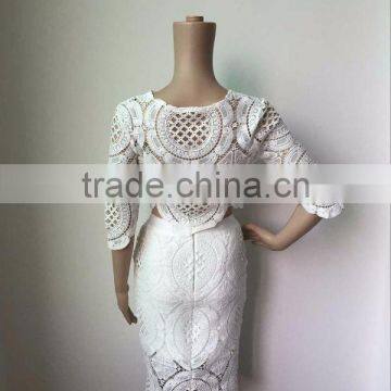 Clubwear Lace White 2015 New Arrival Half Sleeve 2 Pieces Set HL Bandage Bodycon Girl Evening Party Dress photo-6