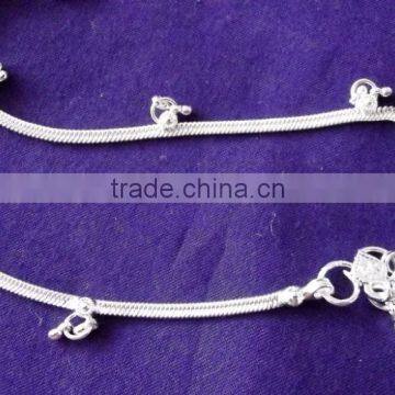 SILVER TONE Chain Payal ANKLETS Feet Bracelet PAIR photo-2