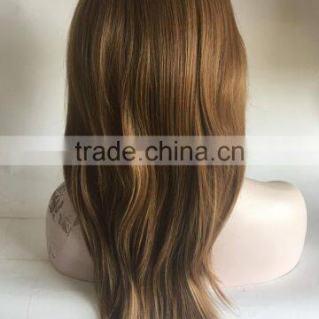 Top Beauty Stock Color Brown Blonde Mix Long Straight Cosplay Women Halve Wig Natural Straight Wigs photo-2