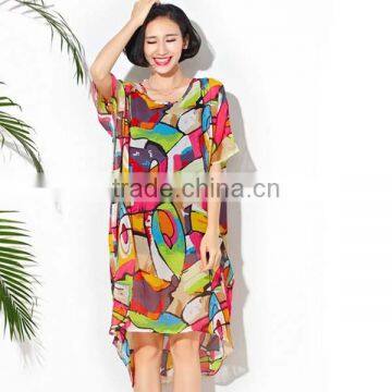 2017 summer plus size printed dress cool chiffon maternity dress