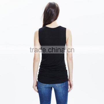 Black Slim Plain Twist Tunic Tank Top for Women photo-3