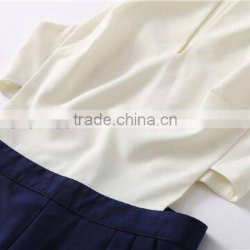 Working Women Sleeveless White Blue Size Cut Jumpsuit With Back Zipper