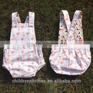 Wholesale unique design boutique baby animal pattern pink suspender romper 100%cotton girl bodysuits