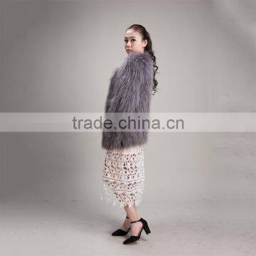 Myfur Women Winter Fluffy Real Raccoon Fur Coat Fur Outerwear Jacket Dark Grey photo-5