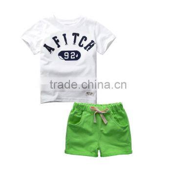 Wholesale summer cotton printing boys kids clothes clothing set