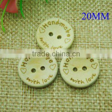 20mm Handmade With Love Craft Scrapbooking Sewing Wooden Buttons