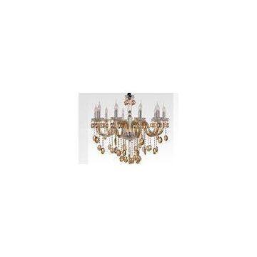 10 Light Cognac Luxury Crystal Chandelier , Modern Glass Pendant Chandeliers