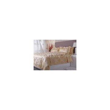 Golden Jacquard Cotton Luxury Hotel Bed Linen Sheet Sets , OEM Hotel Textile Products