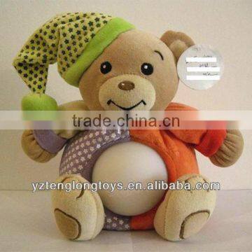 Cute hat bear bright light plush toys for kids