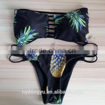 pineapple double side swimwear bikini/ mzyg halter bikini swimwear/ fancy bikini set swimwear beachwear