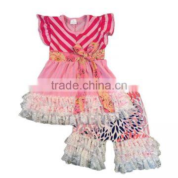 kids clothes 2017 flutter sleeve stripe white lace outfits newborn baby clothing china imports clothing