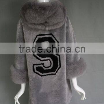 Winter New Product the Newest Style Gray Genuine Shearing Jacket Chashmere Parka Coat With Fur Collar for Women photo-3