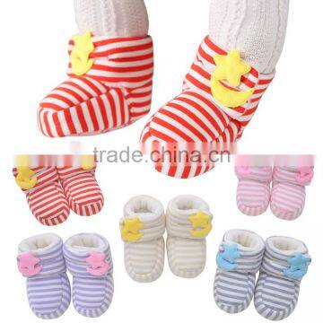 stripe pattern super soft thick warm newborn baby shoes