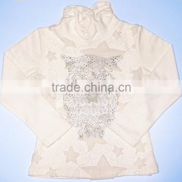 Breathable Lace Star Embroider Turtleneck Long Sleeve Kids Shirt photo-1