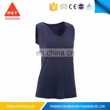 2016 new design cheap deep v neck sleeveless ladies t shirt