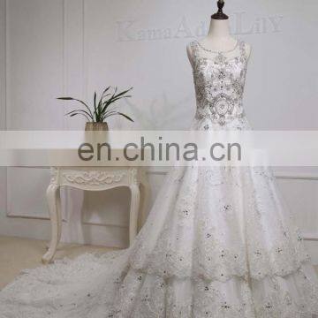 EB8535 Silver lace hem with heavy beading wedding dress