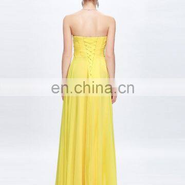 Grace Karin Strapless Sweetheart Long Chiffon Cheap Yellow Prom Dress Patterns CL6002 photo-4