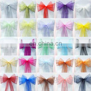 2015 Various Sizes Decorative Long Purple Organza Chair Bows photo-6