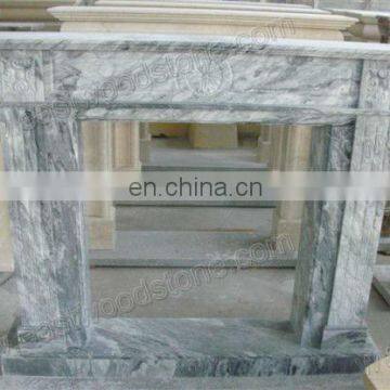 grey white marble fireplace frame