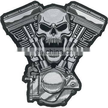 Custom large motorcycle iron on skull patches for jackets