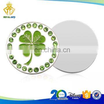 High Quality Cloverleaf Shamrock Golf Ball Markers with Crystals