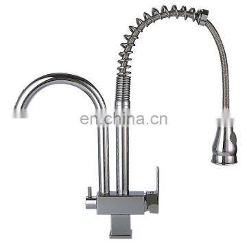 High quality double handed flexible commercial pull up kitchen faucet mixer