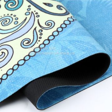 Custom printed eco natural rubber yoga mat foldable fabric suede microfiber yoga mat