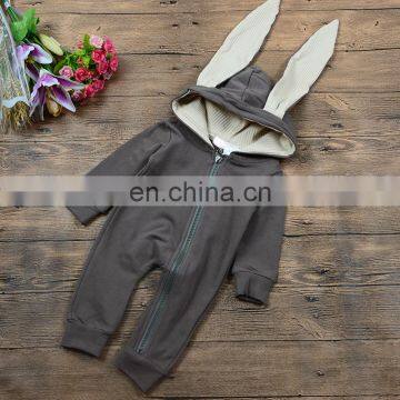 Baby Clothes Romper Solid Color Long Sleeve Lovely Rabbit Ears Autumn Winter Baby Romper photo-3