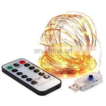 USB plug copper decorative led lights with 8 keys remote Starry String Lights 5M 50leds