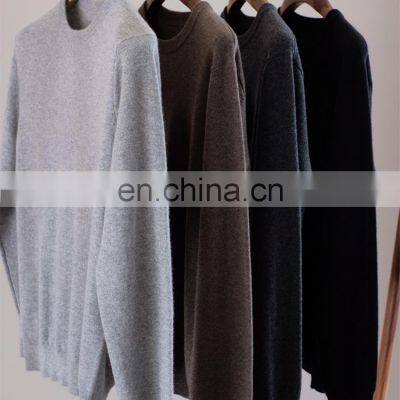 Men Custom Plain Knit Merino Wool Cashmere Crew Neck Pullover Sweater