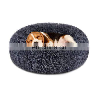 trending premium wholesale folding fancy washable fabric luxury summer elevated round plush dog large pet bed