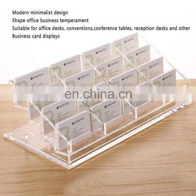 16 Slots Acrylic Business Cards Holder Cards Holder for Desk photo-5