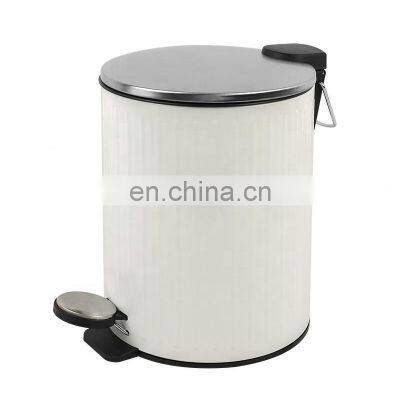 New design 5L stainless steel waste bin white black home kitchen office bathroom pedal bin with soft closing function